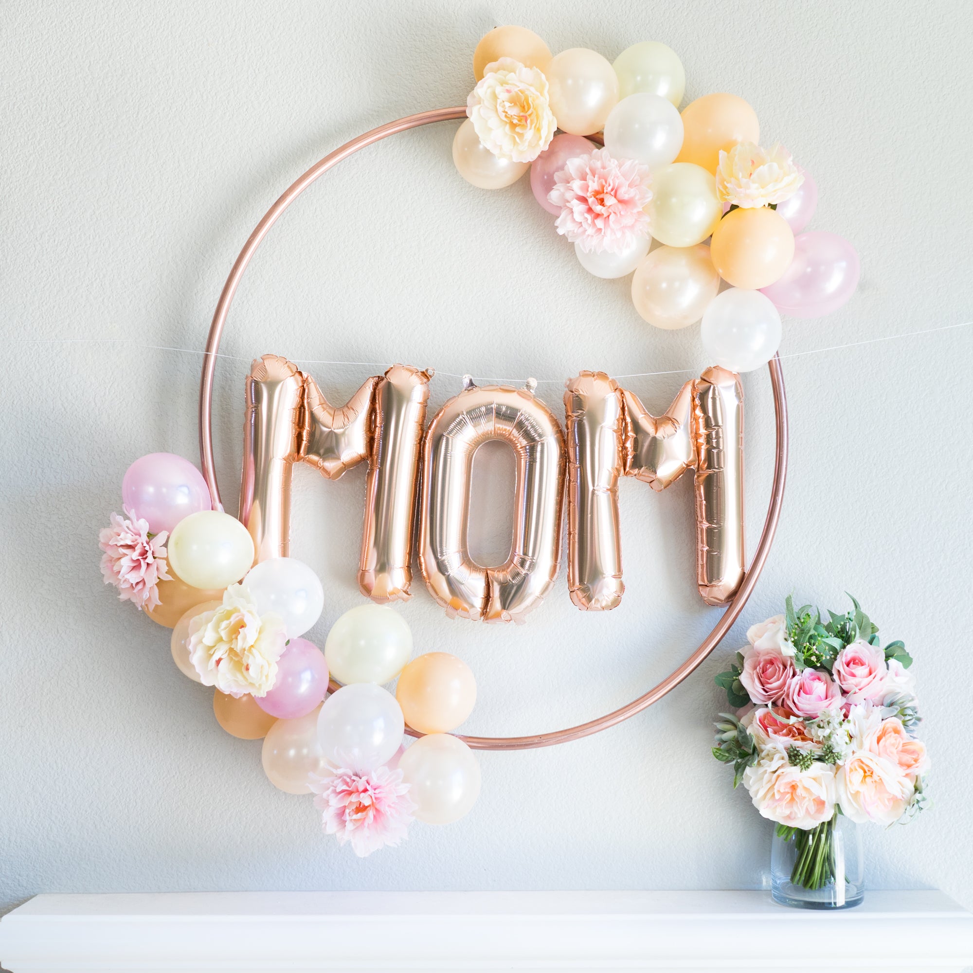 Rose Gold Glitter Happy Birthday Mom Banner-Cheers to Monther's