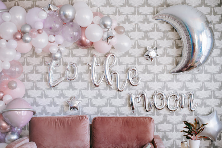 DIY Iridescent to the Moon Balloon Garland