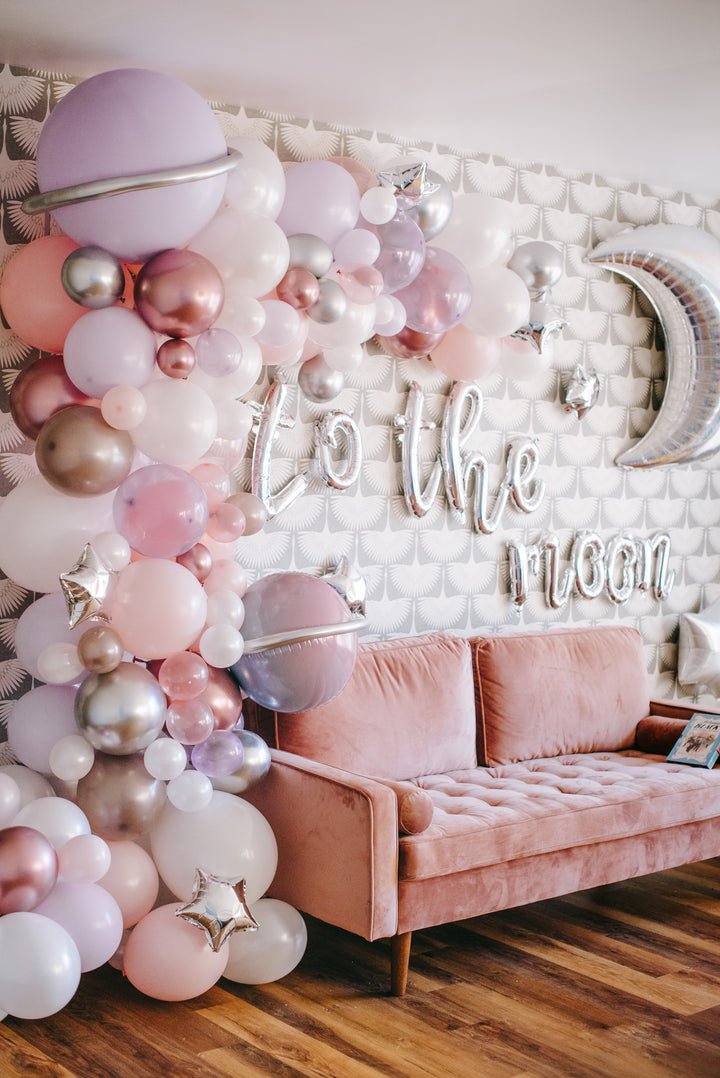 DIY Iridescent to the Moon Balloon Garland