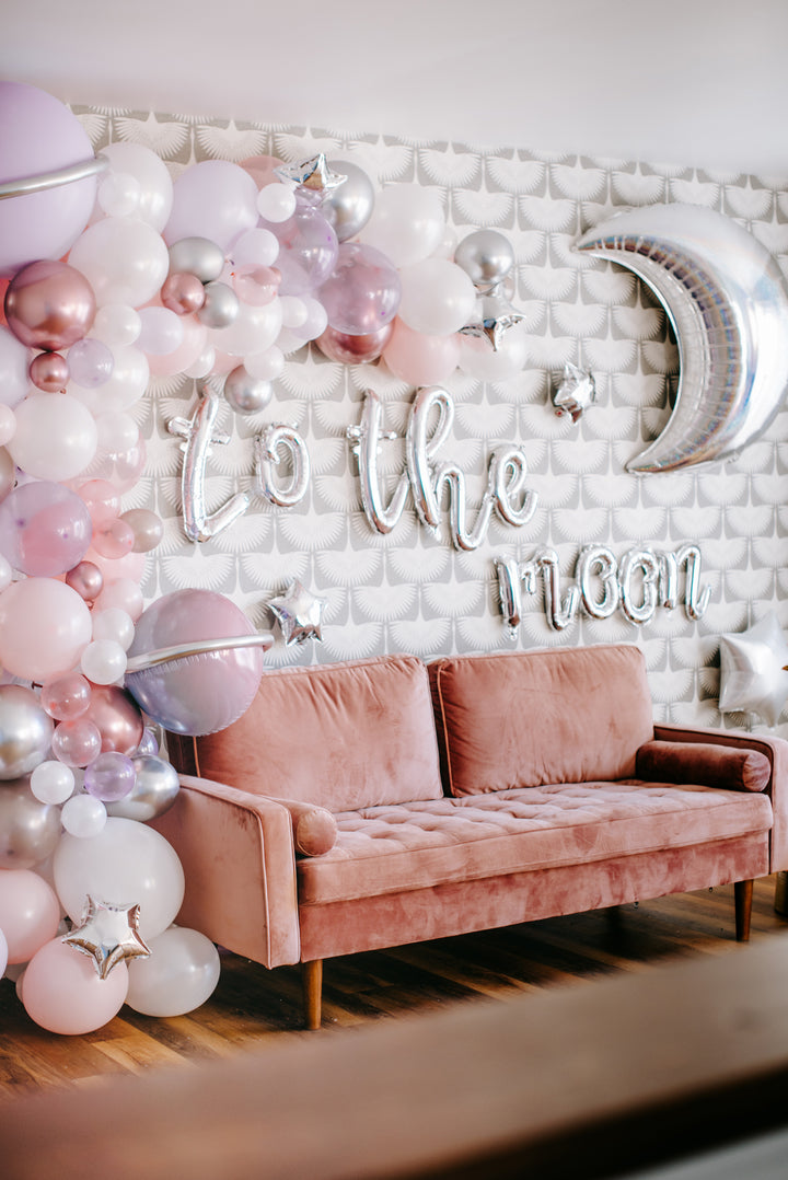 DIY Iridescent to the Moon Balloon Garland