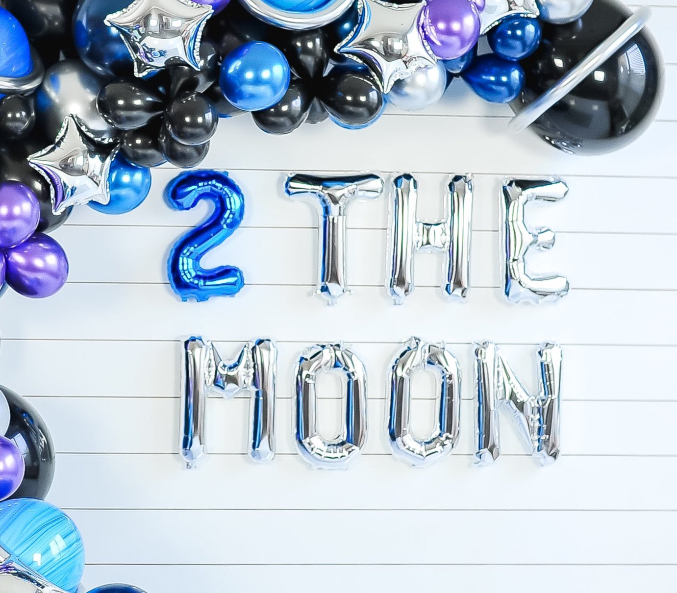 Glitter Silver 'Two The Moon' Banner - DIY Second Birthday Party Bunting Garland