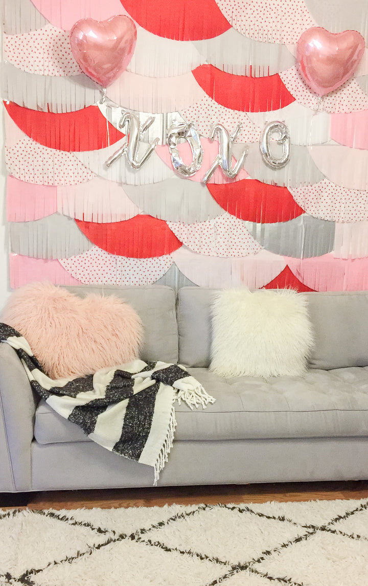 DIY Valentine Fiesta Fringe Scallop Backdrop