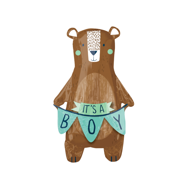 Woodland Bear Baby Boy Balloon