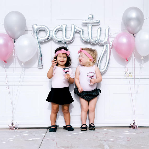 Party Balloon Banner | 44" Silver Script Balloon