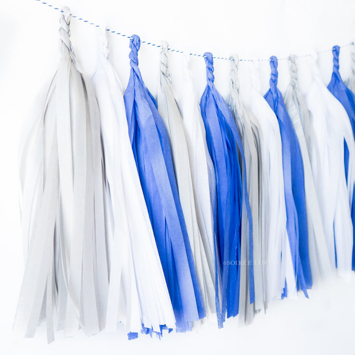 Blue Parade Paper Tassels