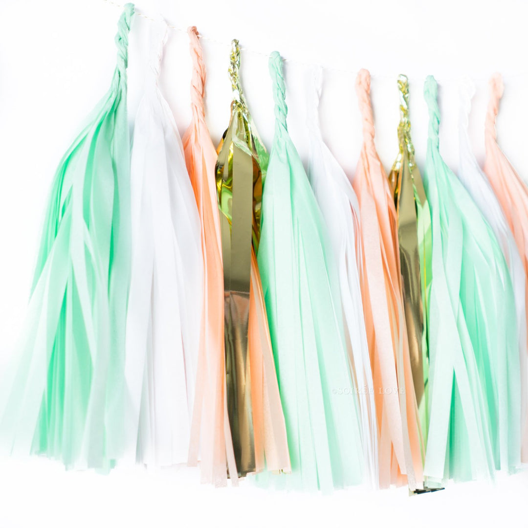 Peaches & Mint Paper Tassels