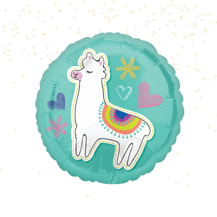 Llama Hearts Round Balloon