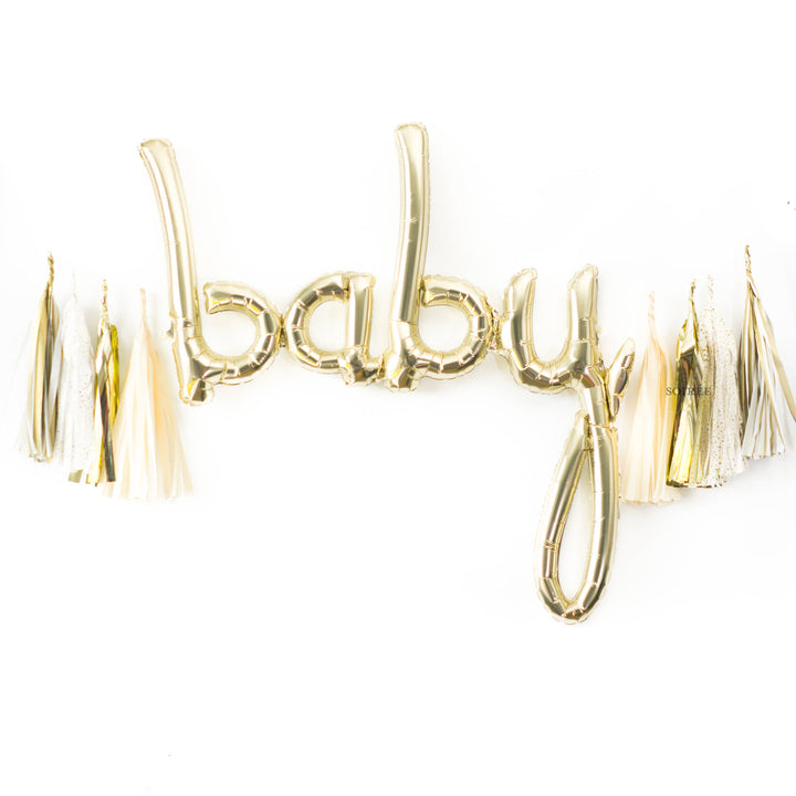 Script Baby Balloon Banner w/ Paper Tassels