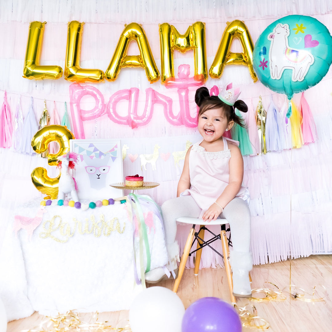 Llama Hearts Round Balloon