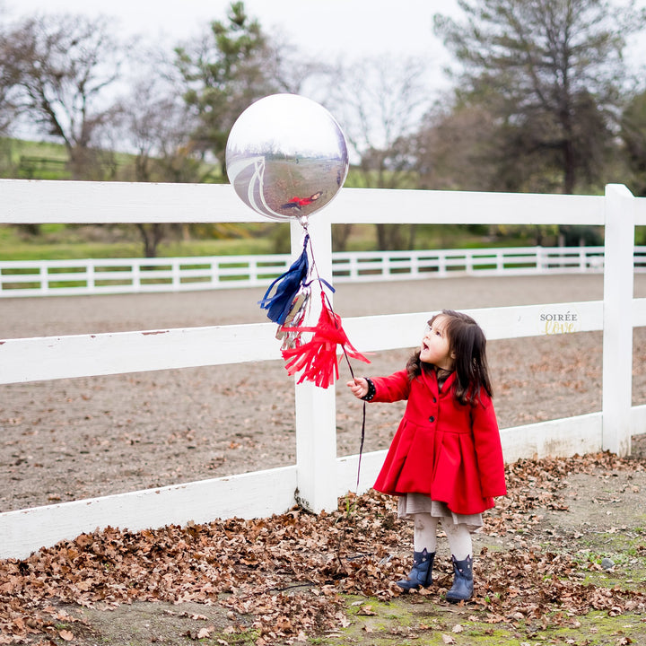 Magenta Orbz Balloon w/ Paper Tassels
