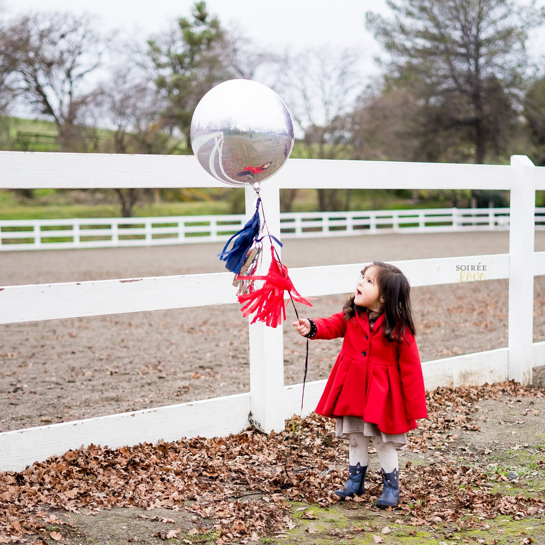 Red Orbz Balloon w/ Paper Tassels