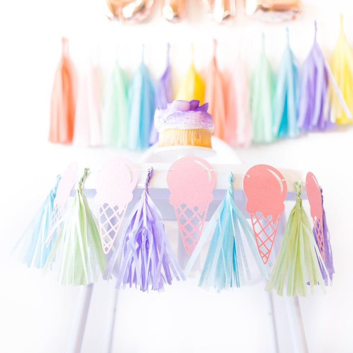 Ice Cream Highchair Banner w/ Mini Paper Tassels
