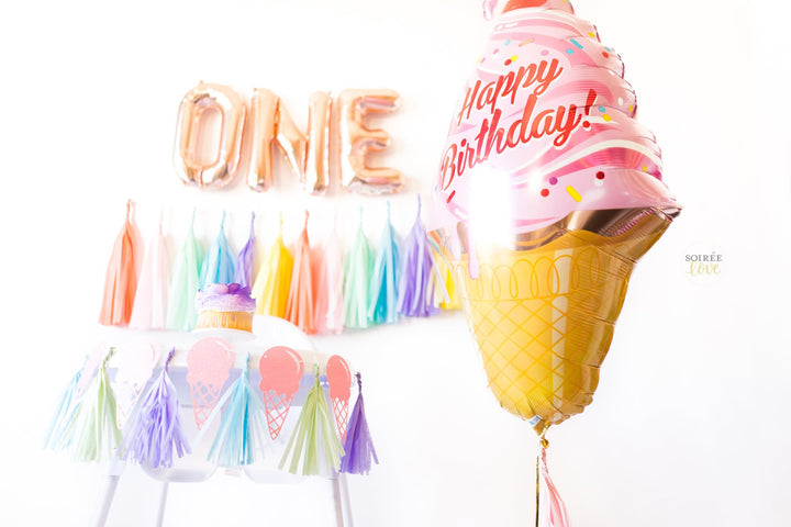 Ice Cream Highchair Banner w/ Mini Paper Tassels