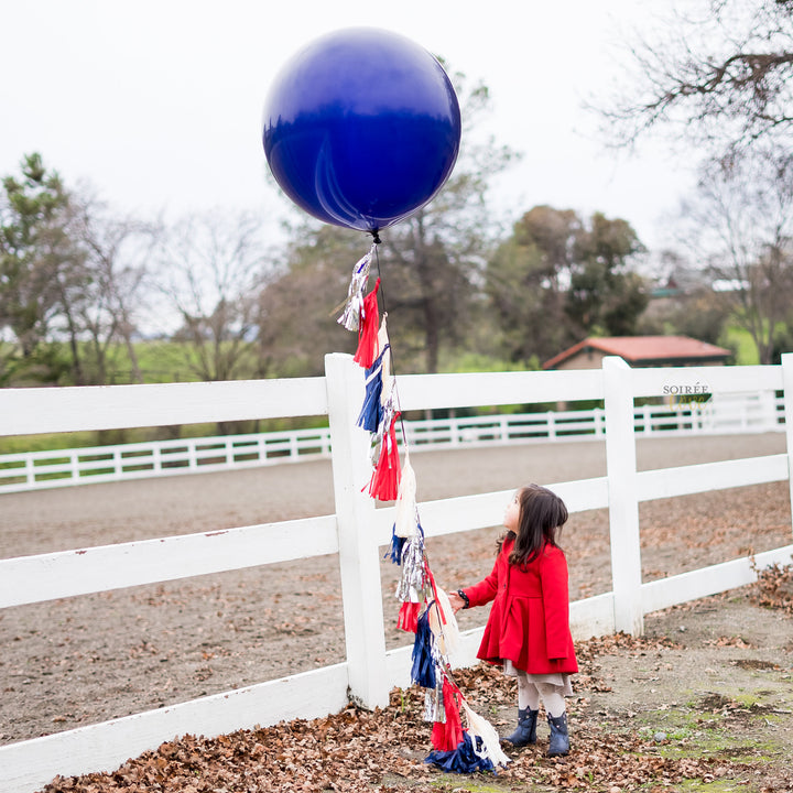 Giant Pearl White Balloon w/ Paper Tassels