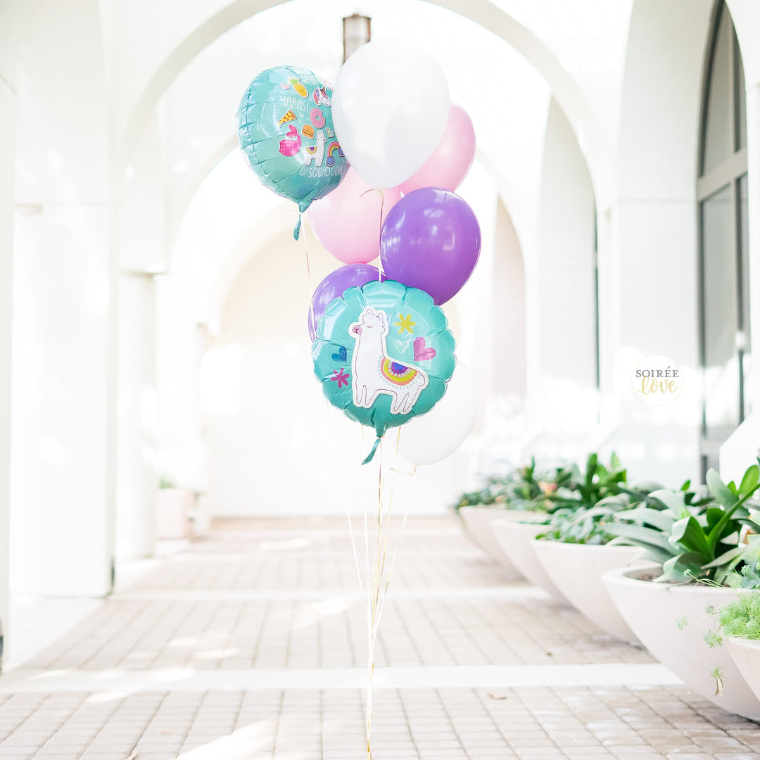 Llama Hearts Round Balloon