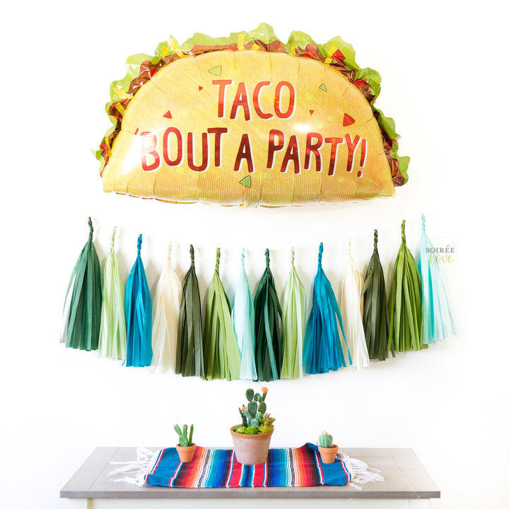 Blue Cactus Paper Tassels
