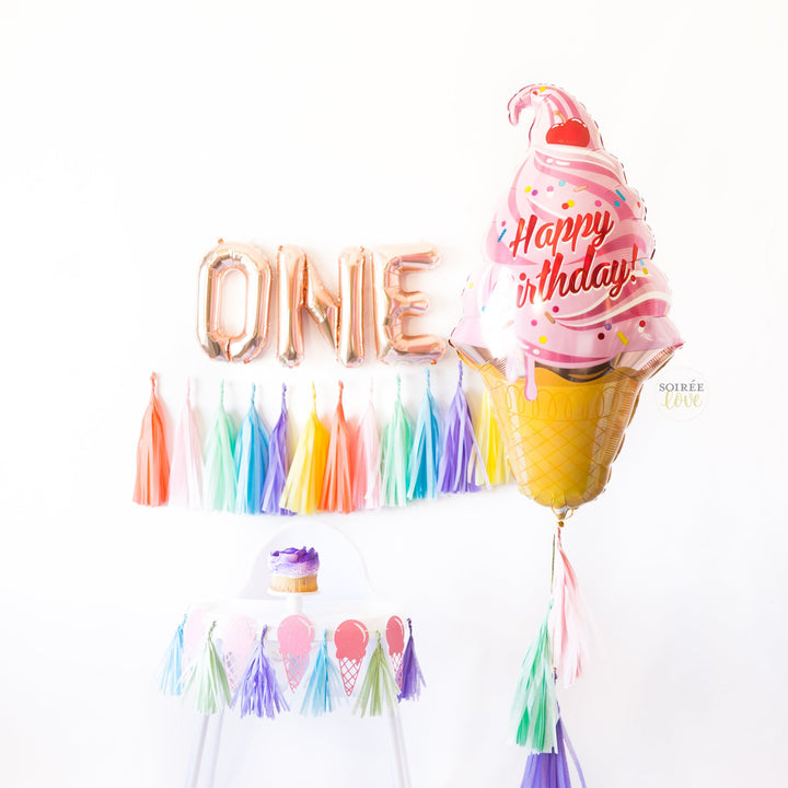 Ice Cream Highchair Banner w/ Mini Paper Tassels