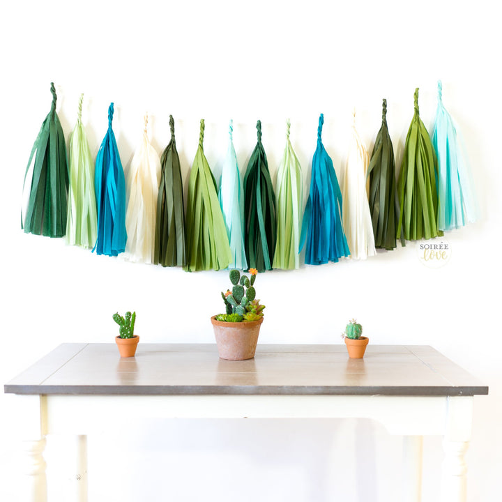 Blue Cactus Paper Tassels