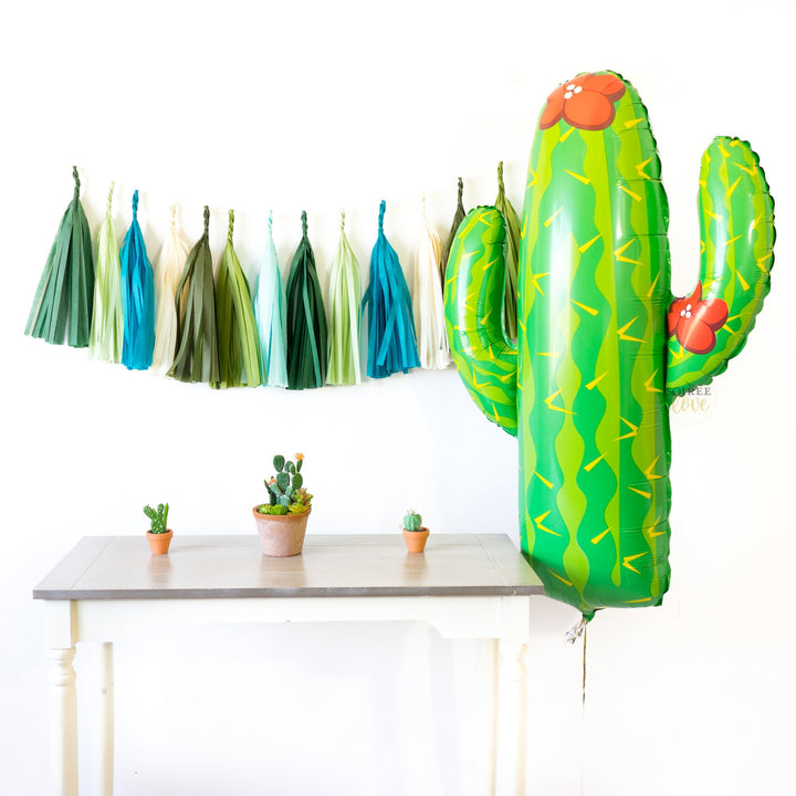 Blue Cactus Paper Tassels