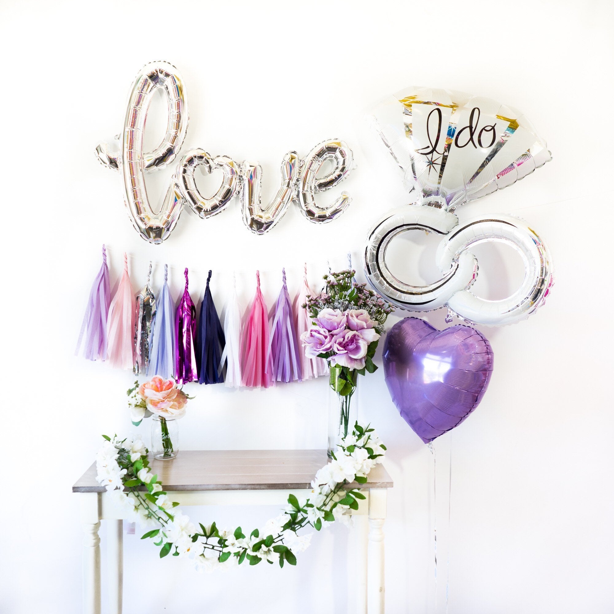Bride To Be Rose gold balloons silver letters bride banner garland bridal  ring