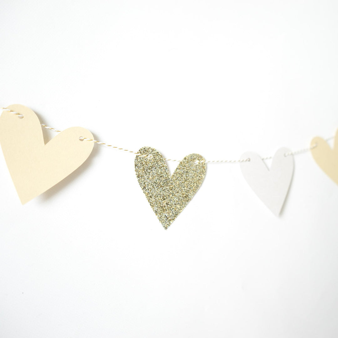 Heart Garland | White & Gold