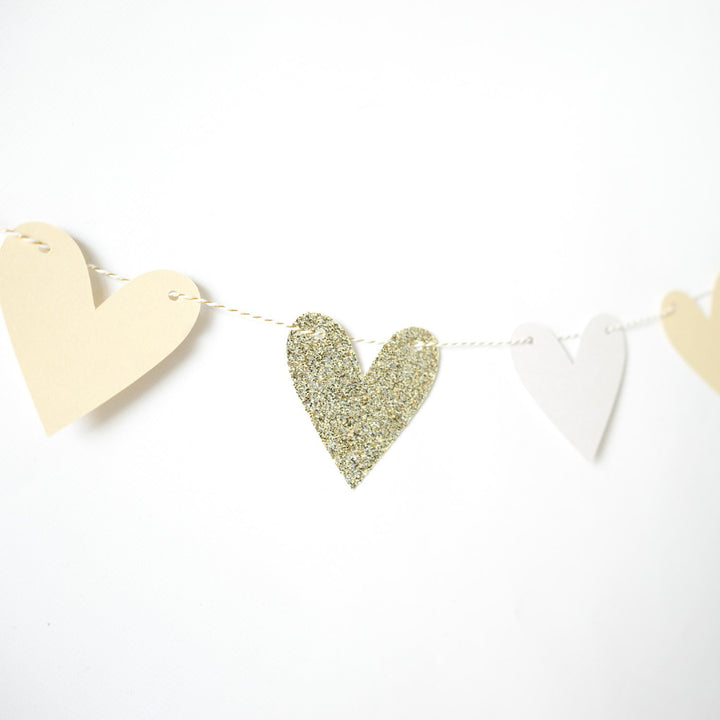 Heart Garland | White & Gold