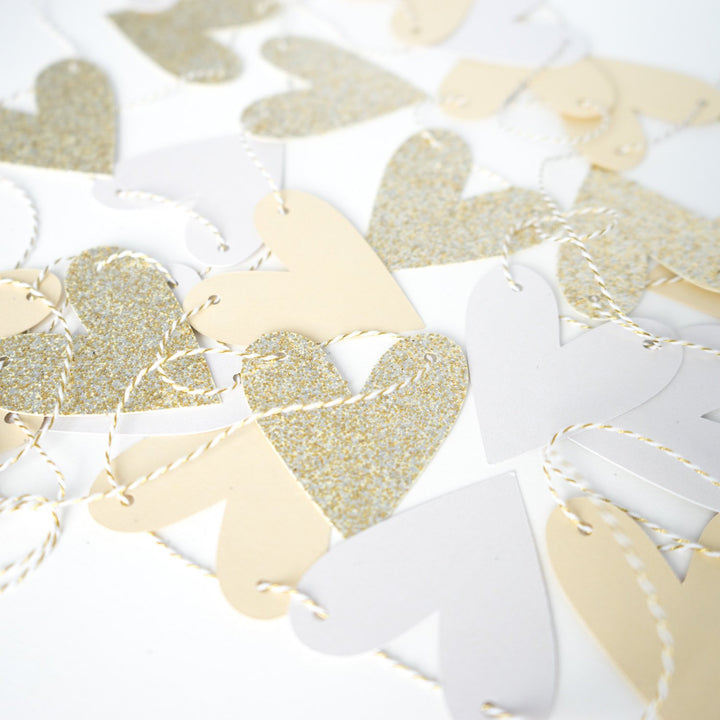 Heart Garland | White & Gold