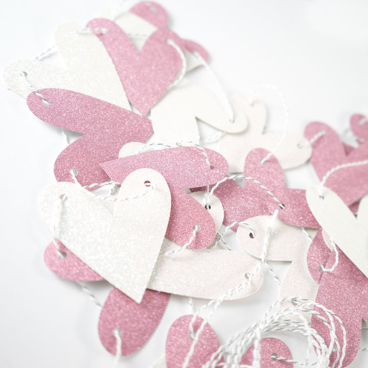 Heart Garland | Light Pink & White Glitter