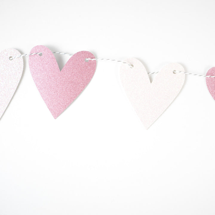 Heart Garland | Light Pink & White Glitter