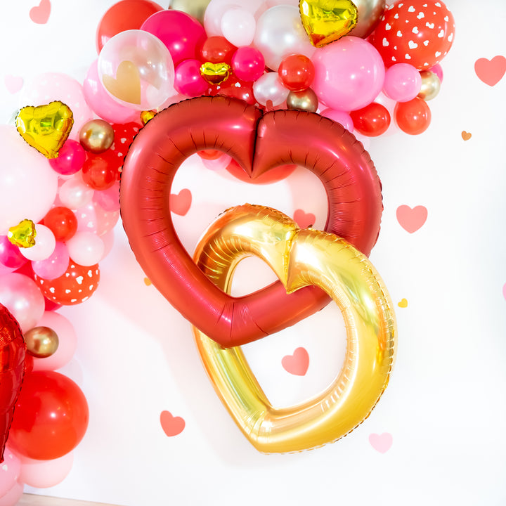 Valentine Linking Heart Balloons | Gold