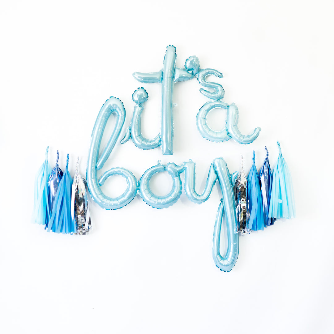 It's a Boy Script Balloon Banner