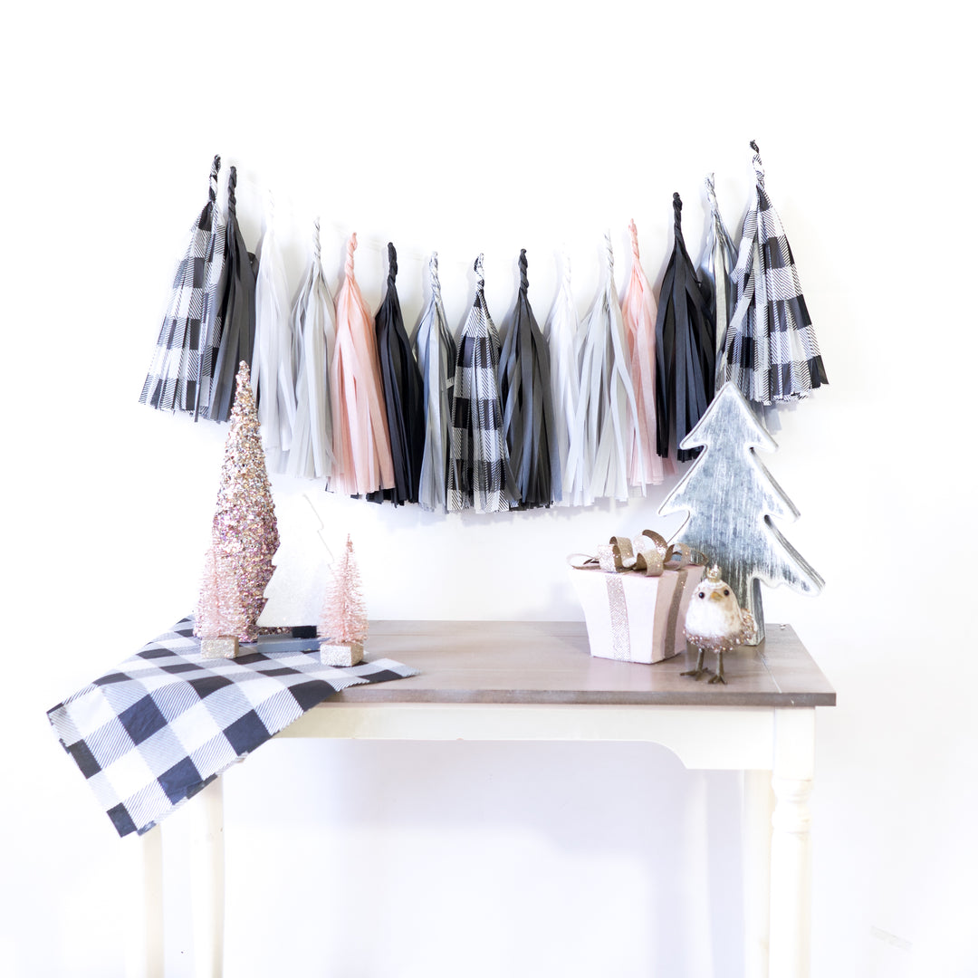 Blush Buffalo Plaid Tassels