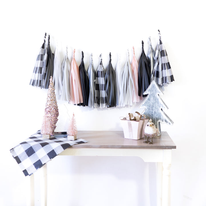 Blush Buffalo Plaid Tassels