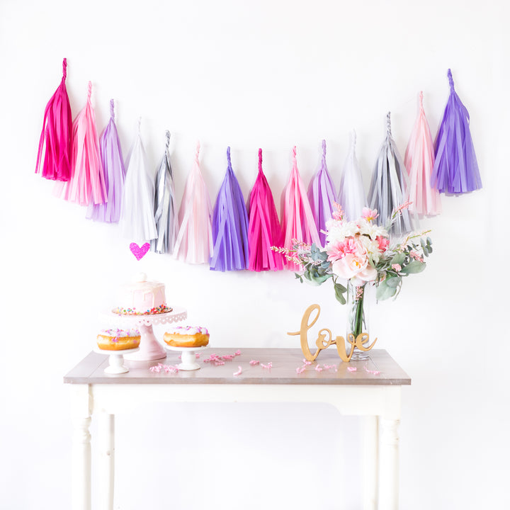 Galentine Crush | Pink Purple Paper Tassel Garland
