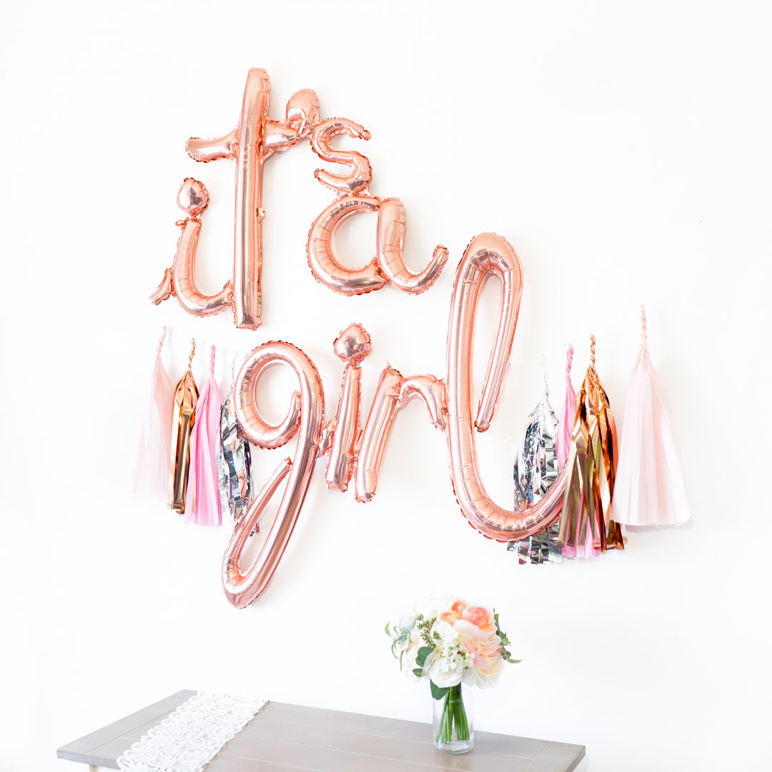 It's a Girl Script Balloon Banner