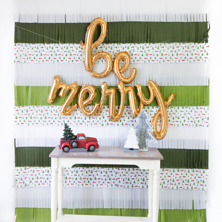 Red Truck Christmas Tree DIY Fringe Backdrop