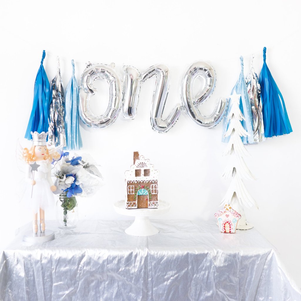 Script One Balloon Banner w/ Paper Tassels