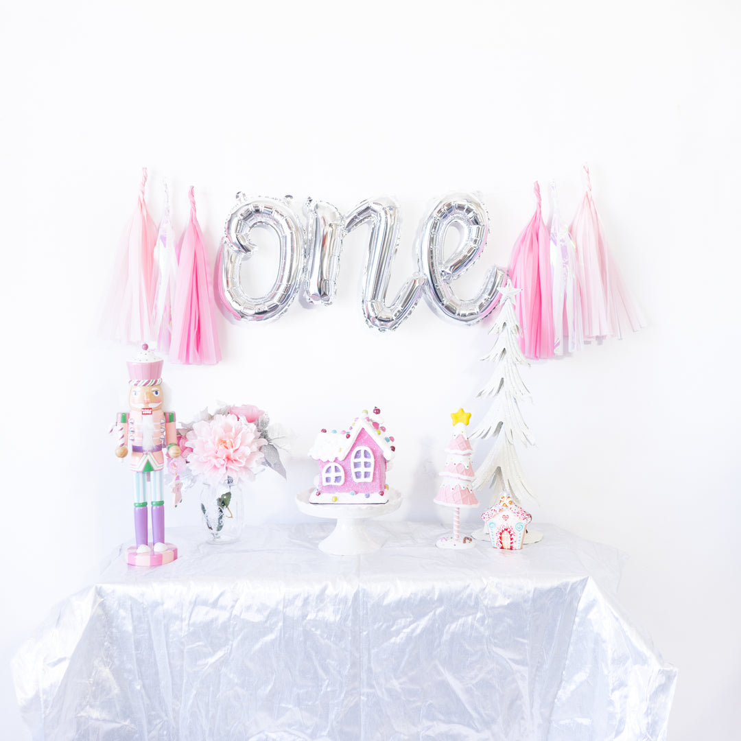 Script One Balloon Banner w/ Paper Tassels