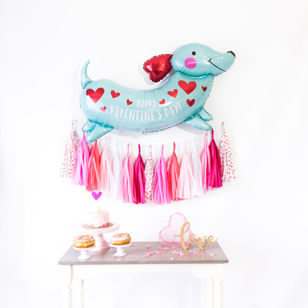 Valentine Weiner Dog Balloon