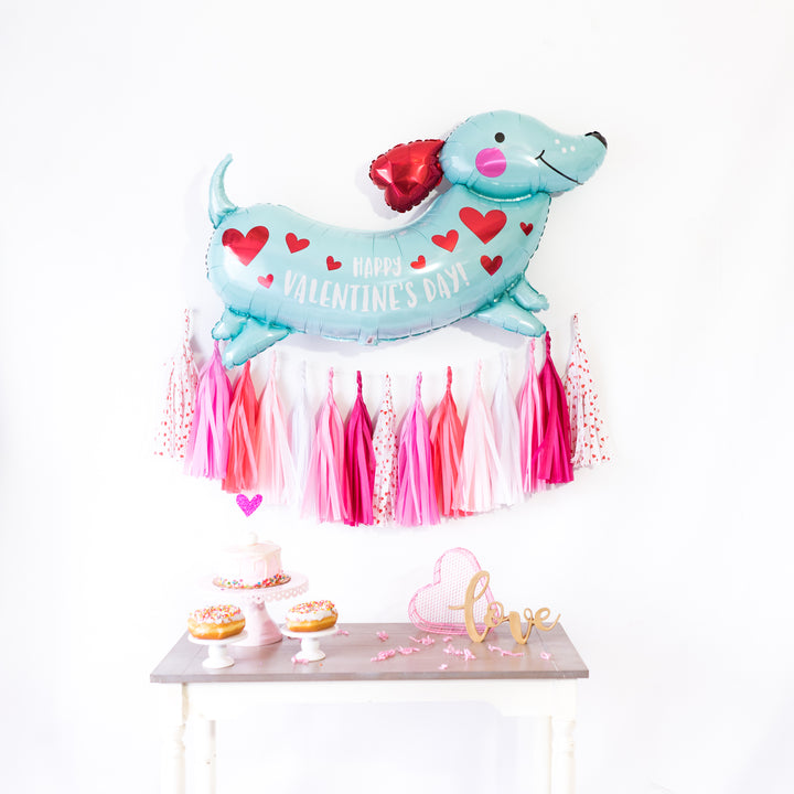 Valentine Weiner Dog Balloon