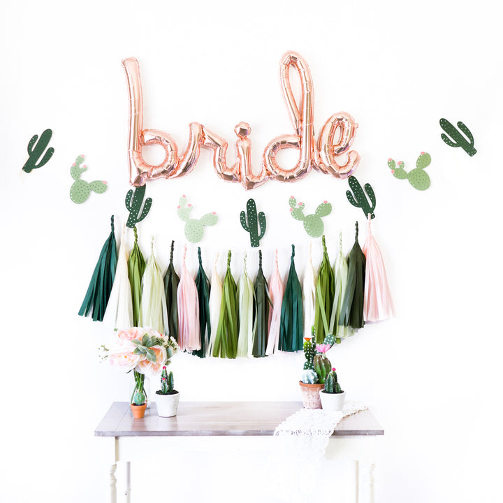 Script Rose Gold Bride Cactus Fiesta Balloon Party Box