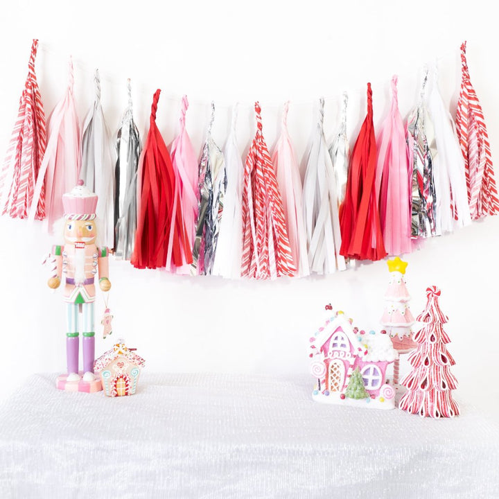 Pink Candy Cane Paper Tassels