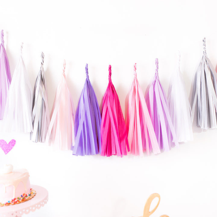 Galentine Crush | Pink Purple Paper Tassel Garland