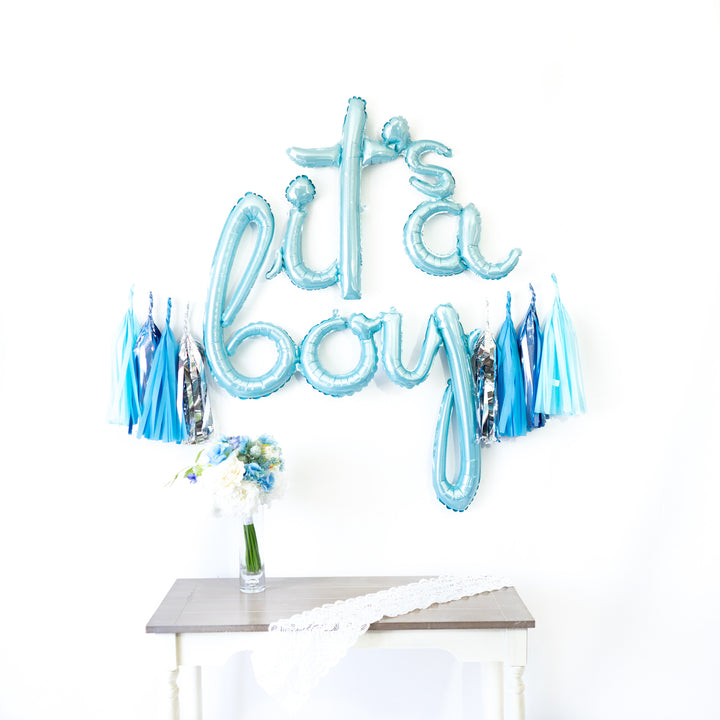 It's a Boy Script Balloon Banner