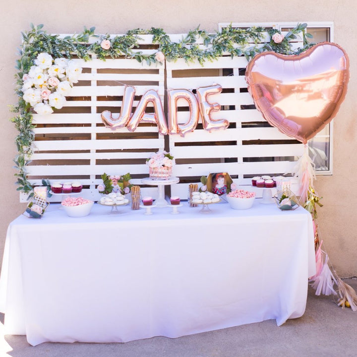 Rose Gold Heart Balloon w/ Paper Tassels | 36"