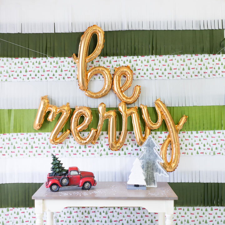 Red Truck Christmas Tree DIY Fringe Backdrop