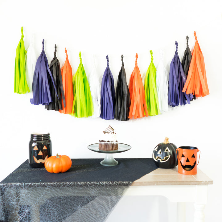Boo Balloon Banner | Purple Green Orange Tassel Garland