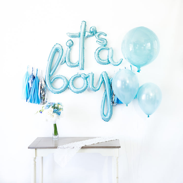 It's a Boy Script Balloon Banner