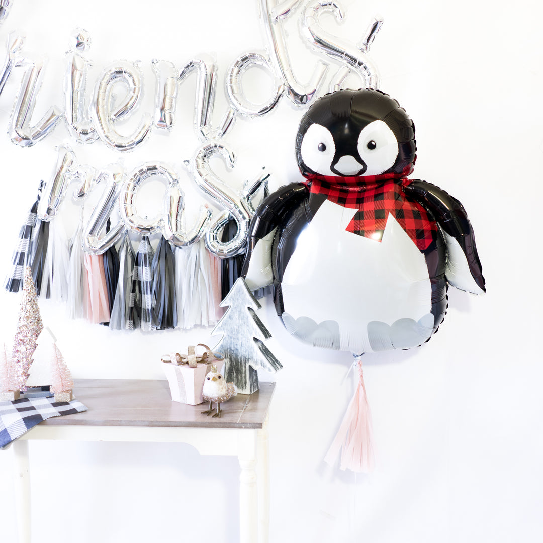 Friendsmas Buffalo Plaid Christmas Balloon Tassel Party Box
