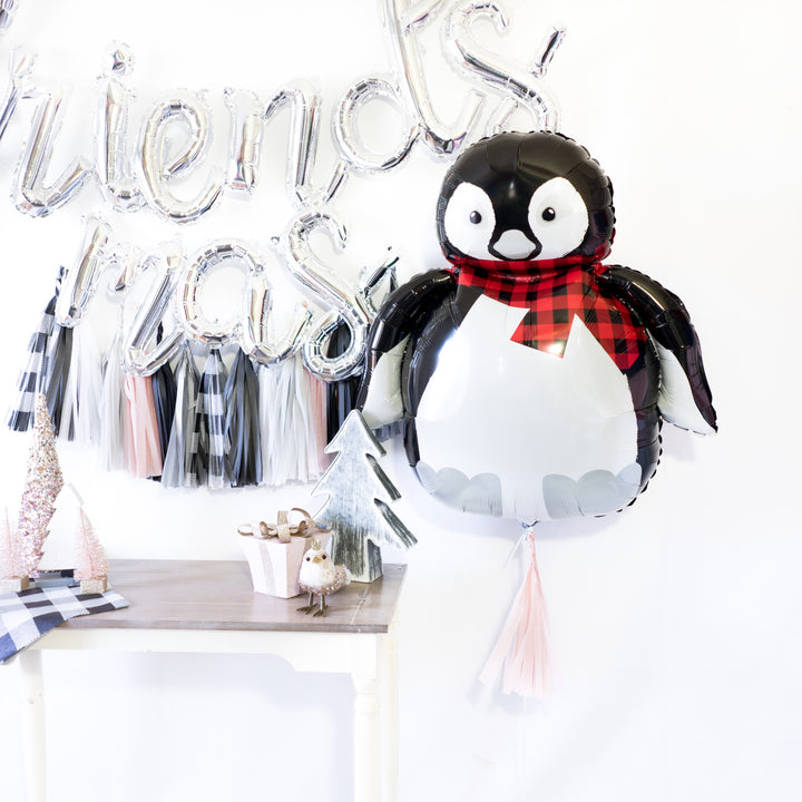 Friendsmas Buffalo Plaid Christmas Balloon Tassel Party Box